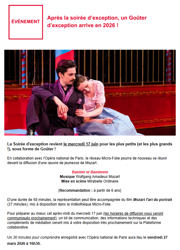Goûter d'exception "Bastien et Bastienne"