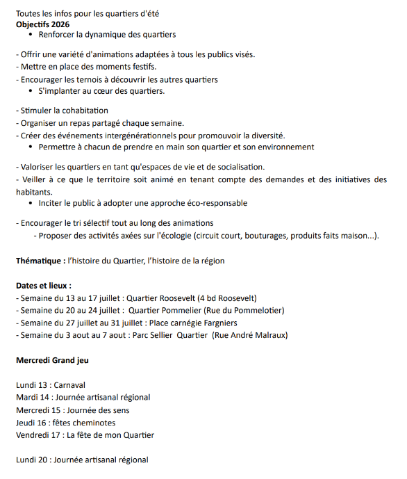 Quartiers d'été