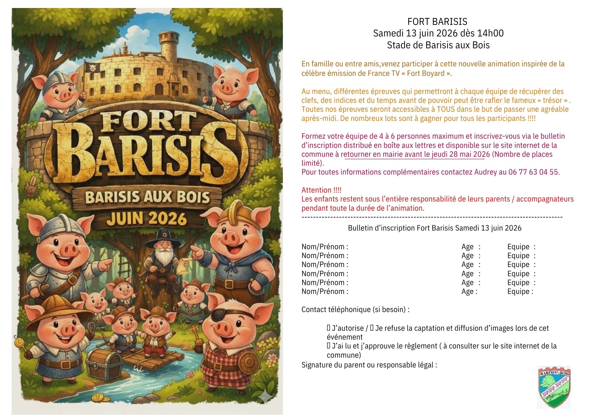 Fort Barisis arrive à Barisis-aux-Bois ! — visuel événement
