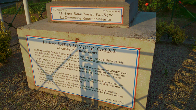Plaque commémorative BMP < Vesles-et-Caumont < Aisne < Picardie