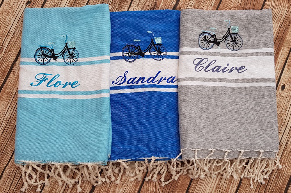 trio de fouta vélo et prénom